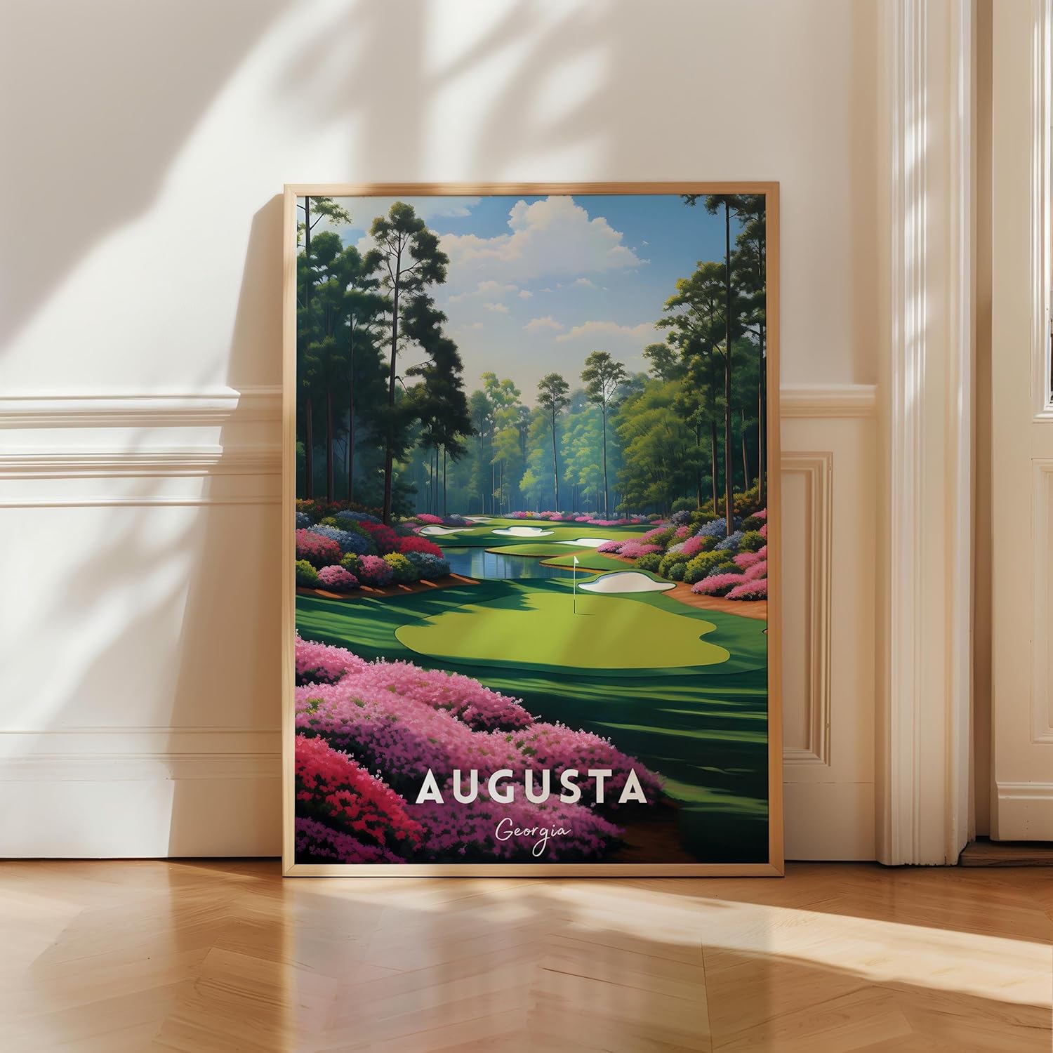 Framed Vintage Augusta National Wall Art Course Map 1954 Golf Decor