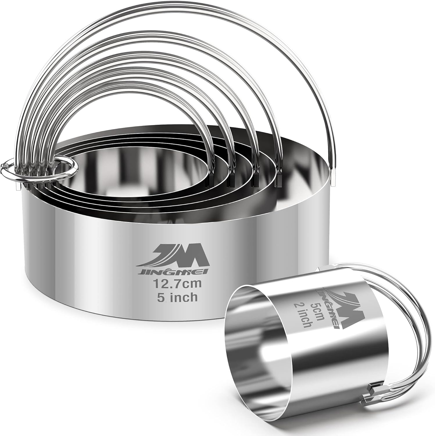 M JINGMEI Biscuit Cutter Set for baking 2inch 2.5inch 3inch 3.5inch 4inch 5inch large size Round Cookies Cutter