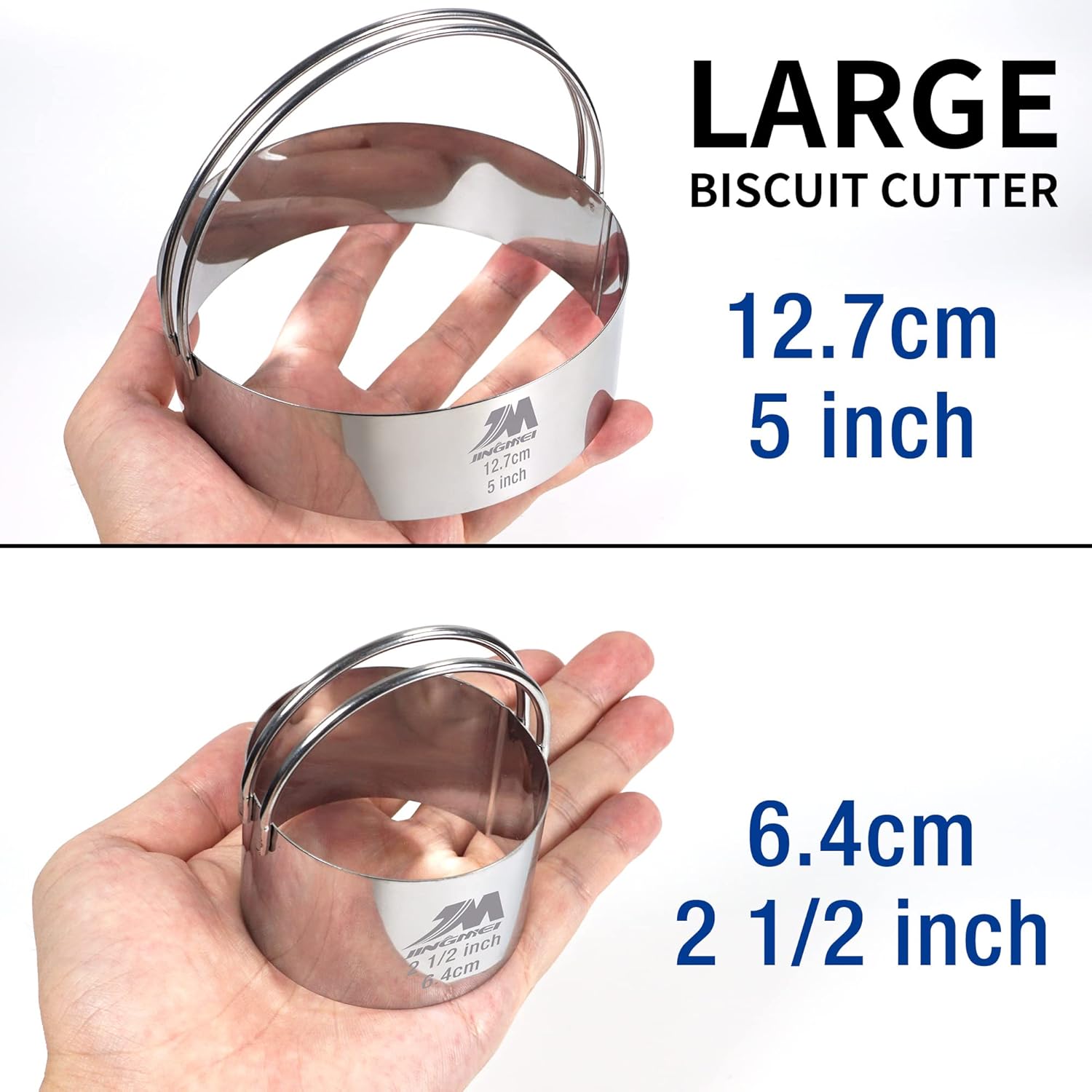 M JINGMEI Biscuit Cutter Set for baking 2inch 2.5inch 3inch 3.5inch 4inch 5inch large size Round Cookies Cutter