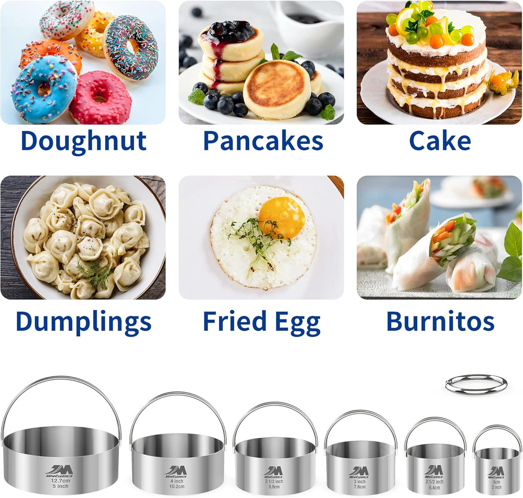 M JINGMEI Biscuit Cutter Set for baking 2inch 2.5inch 3inch 3.5inch 4inch 5inch large size Round Cookies Cutter