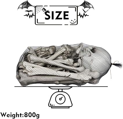 Bag of Bones Halloween Life Size Skeleton Skull for Decoration and Spooky Graveyard 28 PCS