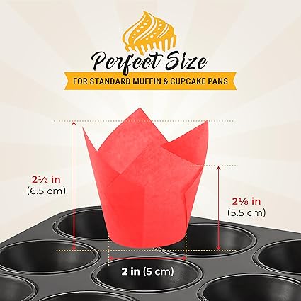 Tulip Cupcake Liners, Muffin Liners for Baking by Baker’s Signature – 160pcs of Parchment Paper Cups Cupcake Wrappers – Perfect Size, Sturdy, Greaseproof & Easy to Use – Colorful