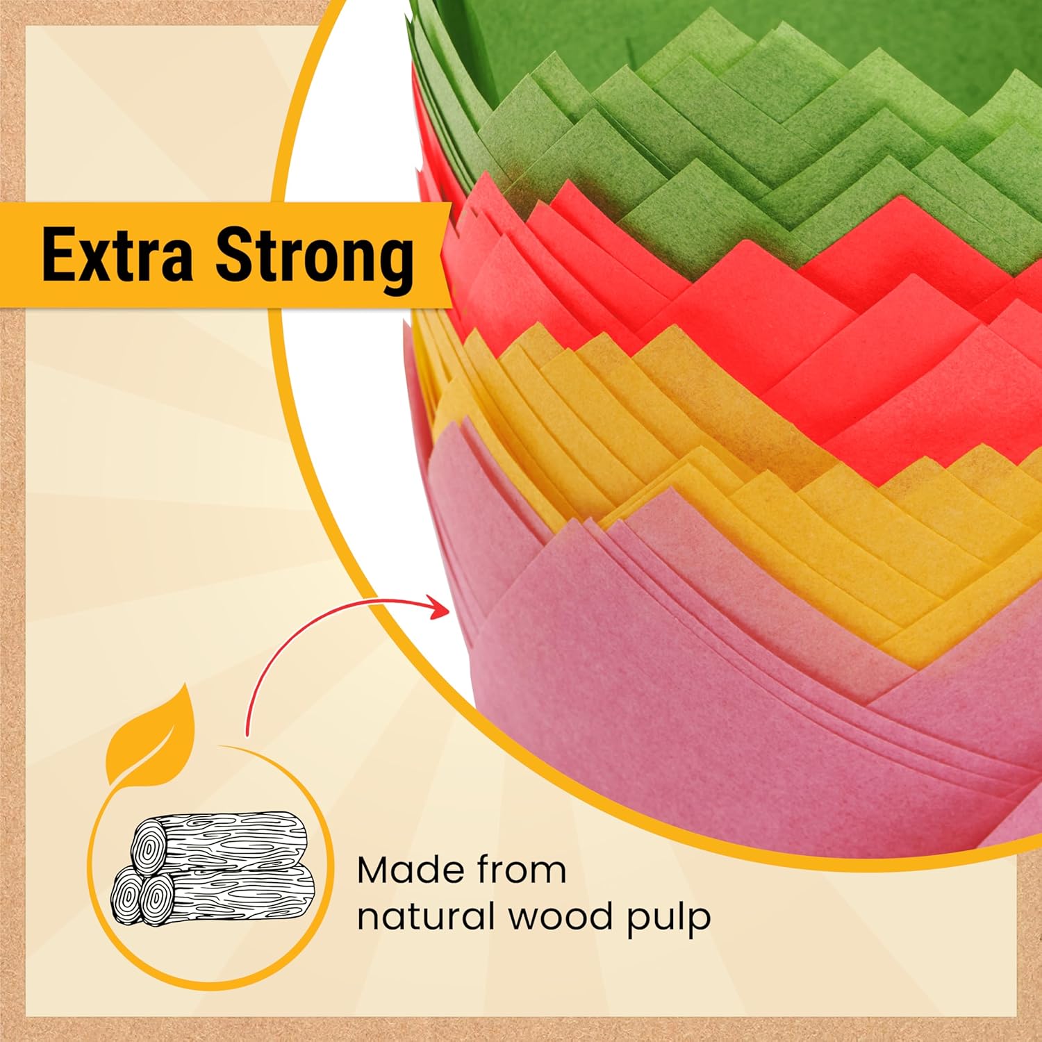 Tulip Cupcake Liners, Muffin Liners for Baking by Baker’s Signature – 160pcs of Parchment Paper Cups Cupcake Wrappers – Perfect Size, Sturdy, Greaseproof & Easy to Use – Colorful