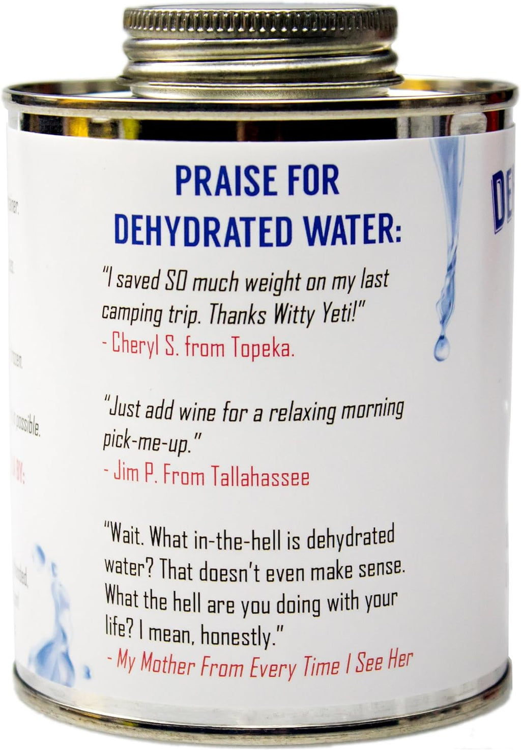 Witty Yeti Dehydrated Water 16oz Can. New Formula! Essential Camping & Survival Supply. Funny Gag Gift & Adult Stocking Stuffer for Men & Women. Hilarious Novelty & Practical Joke.