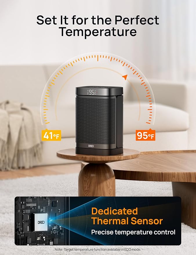 Space Heater, Portable Electric Heaters for Indoor Use with Thermostat and Remote