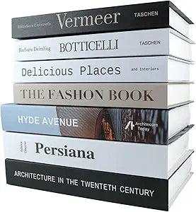 PT Shadow 7 Pcs Decorative Books for Home décor, Black and white shelf Decor Accents Library décor for Home Sweet Stacked Books