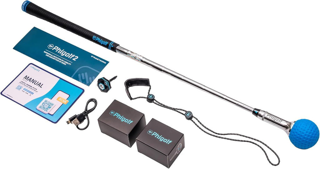 Click to see full view PHIGOLF Home Golf Game Simulator: Enjoy Interactive Golf with Motion Sensor & Swing Stick for Indoor & Outdoor Fun – 38,000+ Courses Worldwide, Compatible with Android, iOS, App & E6 Connect