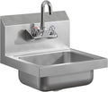 DuraSteel Commercial Hand Sink Faucet - 4 Inch Center Wall Mount Handwash Sink Faucet with 3-1/2" Gooseneck Spout - CEC Certified Saving Water Faucet - Dual Swing