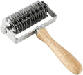 Hosmide Kitchen Baking Dough Cookie Pie Pizza Pastry Lattice Roller Cutter Baking Tool - Stainless Steel - Wood handle