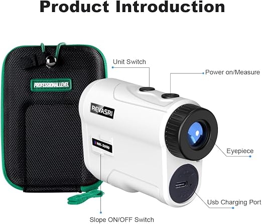 Golf Rangefinder with Slope and Pin Lock Vibration, External Slope Switch for Golf Tournament Legal, Rangefinders with Rechargeable Battery 600/1000YDS Laser Range Finder