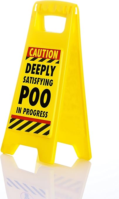 Satisfying Poo in Progress Bathroom Warning Sign – Funny Birthday Gifts for Husband or Dad – Prank White Elephant Gift for Men