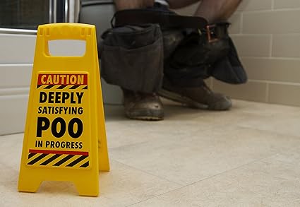 Satisfying Poo in Progress Bathroom Warning Sign – Funny Birthday Gifts for Husband or Dad – Prank White Elephant Gift for Men