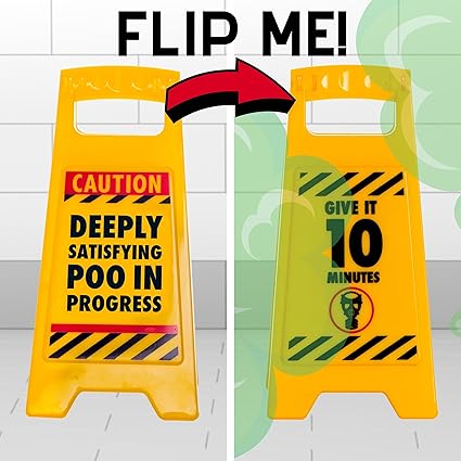 Satisfying Poo in Progress Bathroom Warning Sign – Funny Birthday Gifts for Husband or Dad – Prank White Elephant Gift for Men