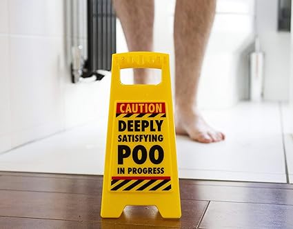 Satisfying Poo in Progress Bathroom Warning Sign – Funny Birthday Gifts for Husband or Dad – Prank White Elephant Gift for Men