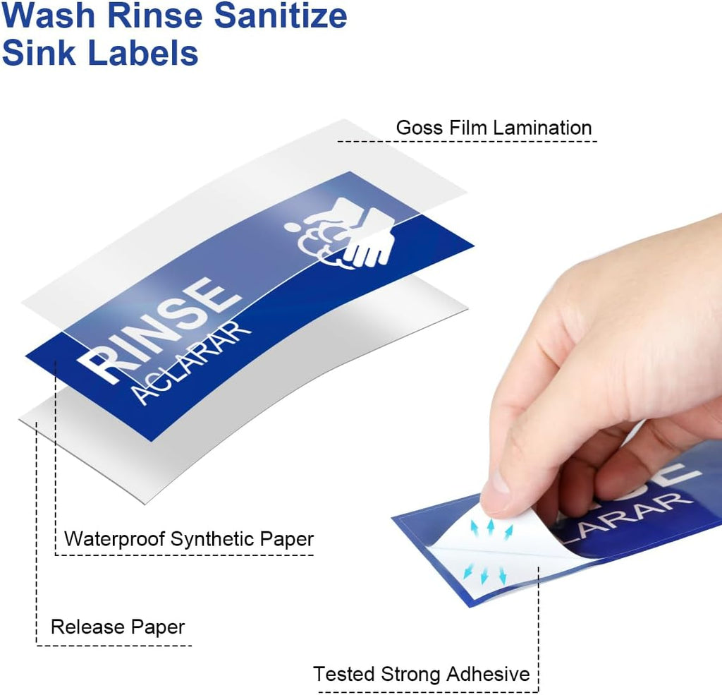 agicfour Wash Rinse Sanitize Sink Labels