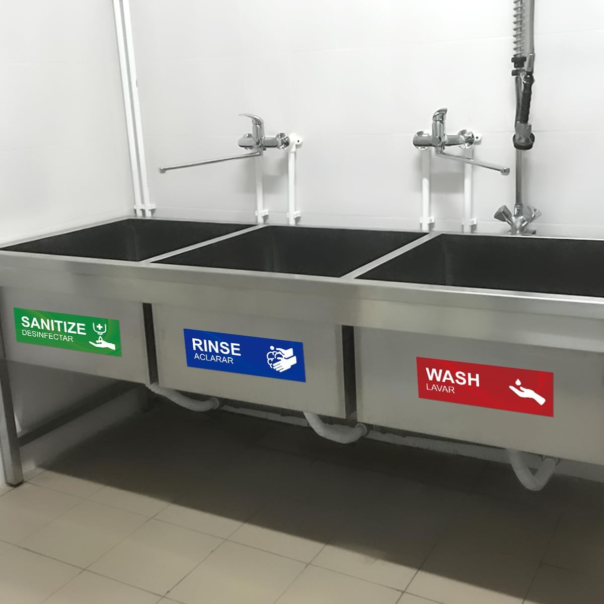 agicfour Wash Rinse Sanitize Sink Labels