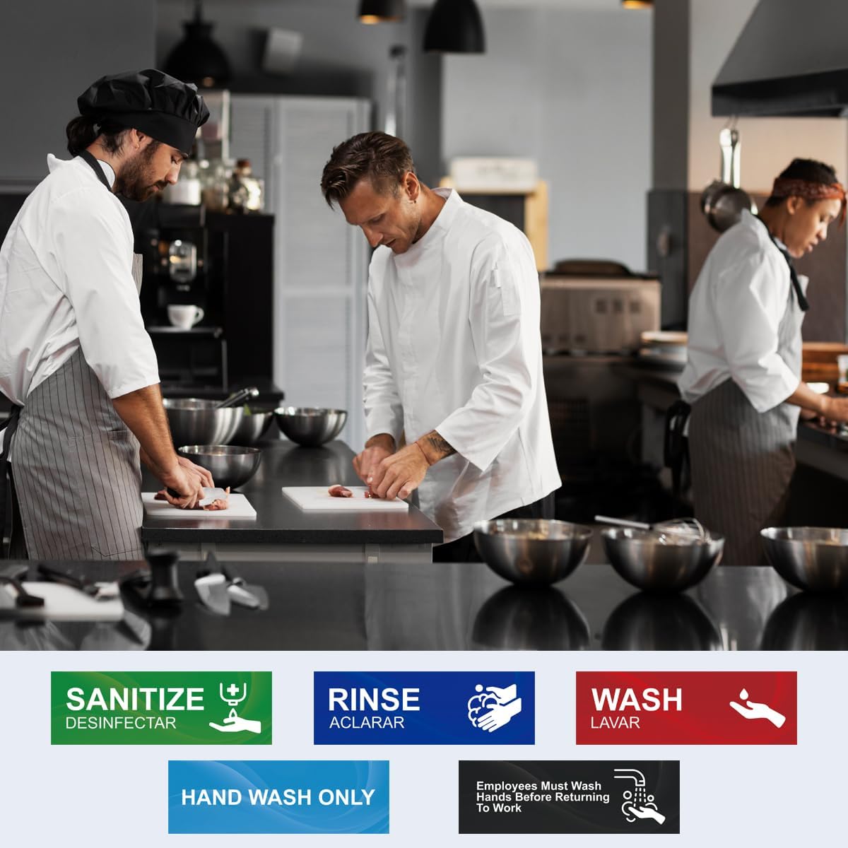 agicfour Wash Rinse Sanitize Sink Labels