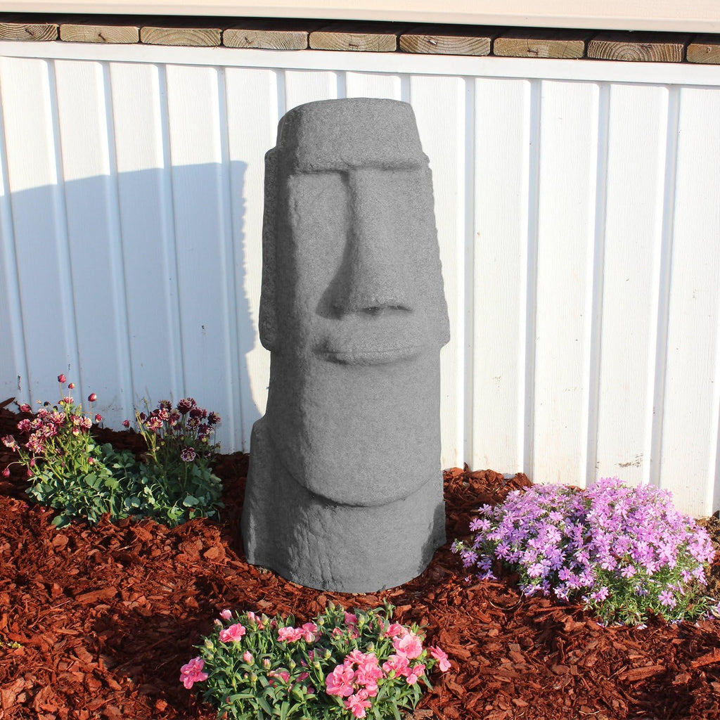 Group Easter Island Head Statue – Natural Granite Appearance – Made of Resin – Lightweight – 28” Height