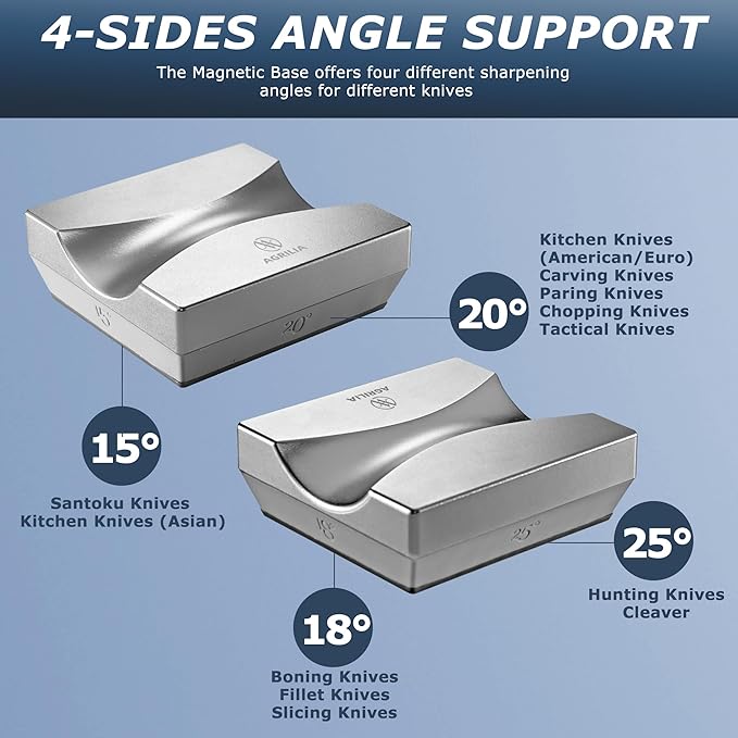 Rolling Knife Sharpener for Straight Edges - Premium Sharpening Kit for all Knife Set - 360 & 600 Diamond - 1000 & 3000 Discs for All Hardness Levels - Gripable Aluminum Body, 4 Angles