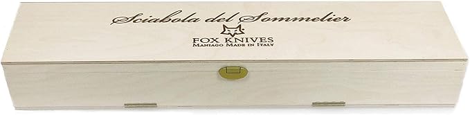Fox Knives Maniago Italy Sciabola del Sommelier Saber Champagne Sabre, Stainless Steel Blade, Nickel Finish, Wooden Display Box - Wine Knife Bottle Opener