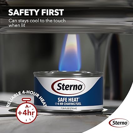 Sterno Fuel Cans - 4-Hour Burn, Chafing Dish Fuel Can Burners for Food Warmer, Resealable Chafer Fuel Canned Heat, Safe Heat - 7.26 Oz Each