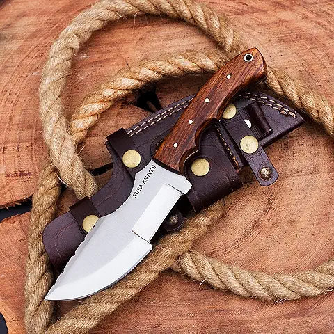 Handmade D2 Steel Tracker Knife with Micarta Handle- Survival Knife - Camping Knife - Black Tactical Knife - Hunting Knife with Sheath Horizontal Carry Fixed Blade Knife (ROSE WOOD)
